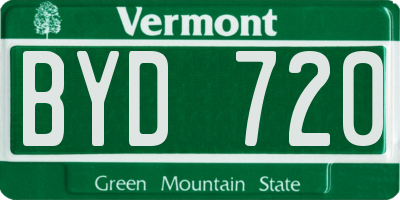 VT license plate BYD720
