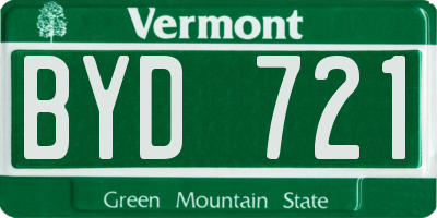 VT license plate BYD721