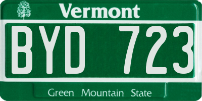 VT license plate BYD723
