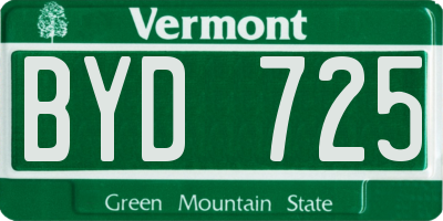 VT license plate BYD725
