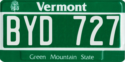 VT license plate BYD727
