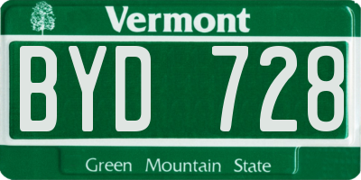 VT license plate BYD728