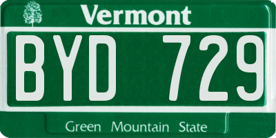 VT license plate BYD729