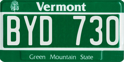 VT license plate BYD730