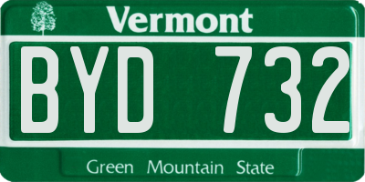 VT license plate BYD732