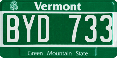 VT license plate BYD733