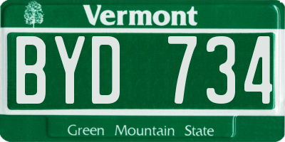 VT license plate BYD734