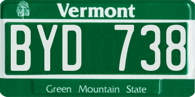 VT license plate BYD738