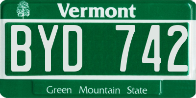 VT license plate BYD742