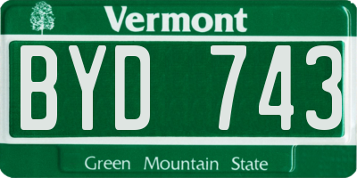 VT license plate BYD743