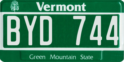 VT license plate BYD744