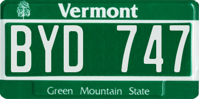 VT license plate BYD747