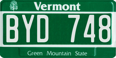 VT license plate BYD748