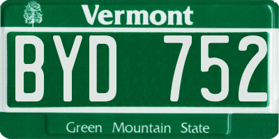 VT license plate BYD752
