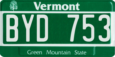 VT license plate BYD753