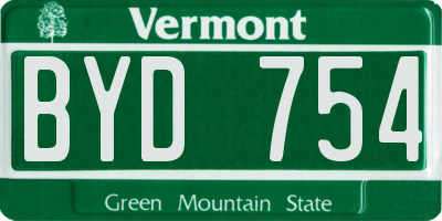 VT license plate BYD754