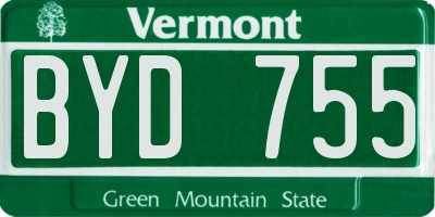 VT license plate BYD755