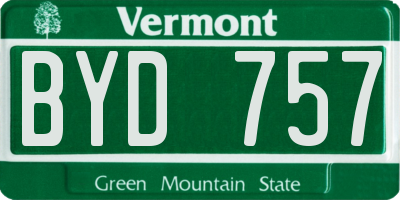 VT license plate BYD757