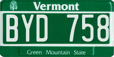 VT license plate BYD758