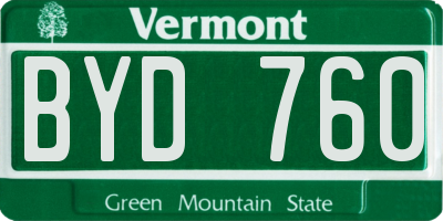VT license plate BYD760