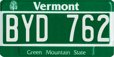 VT license plate BYD762