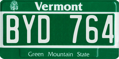 VT license plate BYD764