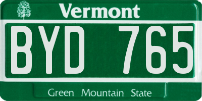 VT license plate BYD765