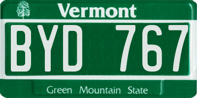 VT license plate BYD767