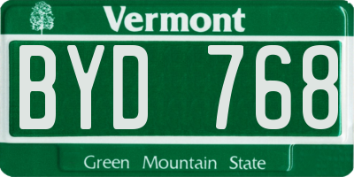 VT license plate BYD768