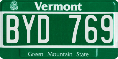 VT license plate BYD769
