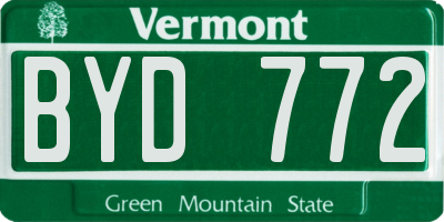 VT license plate BYD772