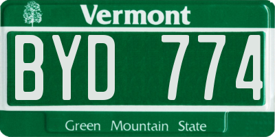 VT license plate BYD774
