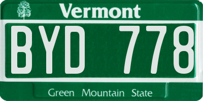 VT license plate BYD778