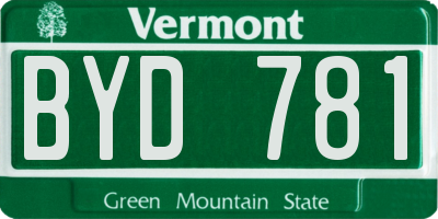 VT license plate BYD781