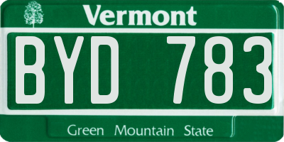 VT license plate BYD783