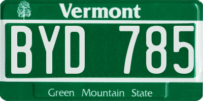 VT license plate BYD785