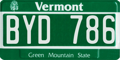 VT license plate BYD786