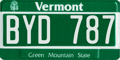 VT license plate BYD787