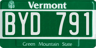 VT license plate BYD791