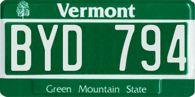 VT license plate BYD794