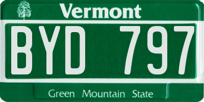 VT license plate BYD797