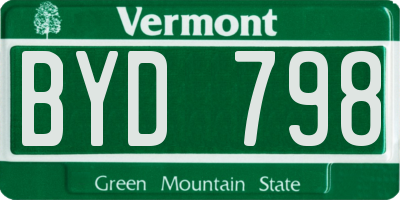 VT license plate BYD798
