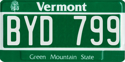 VT license plate BYD799