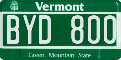 VT license plate BYD800