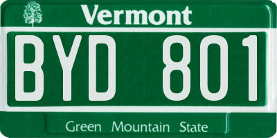 VT license plate BYD801