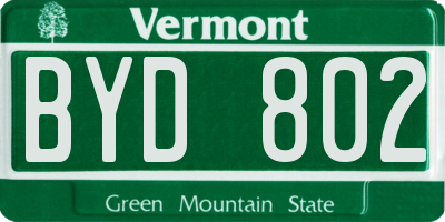 VT license plate BYD802