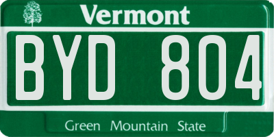 VT license plate BYD804