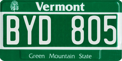 VT license plate BYD805