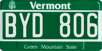 VT license plate BYD806