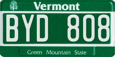 VT license plate BYD808
